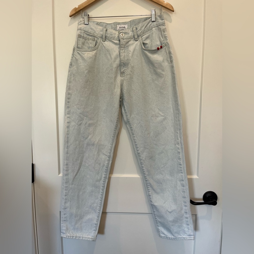 AMISH Lizzie light wash 100% cotton straight high waisted jeans sz 29